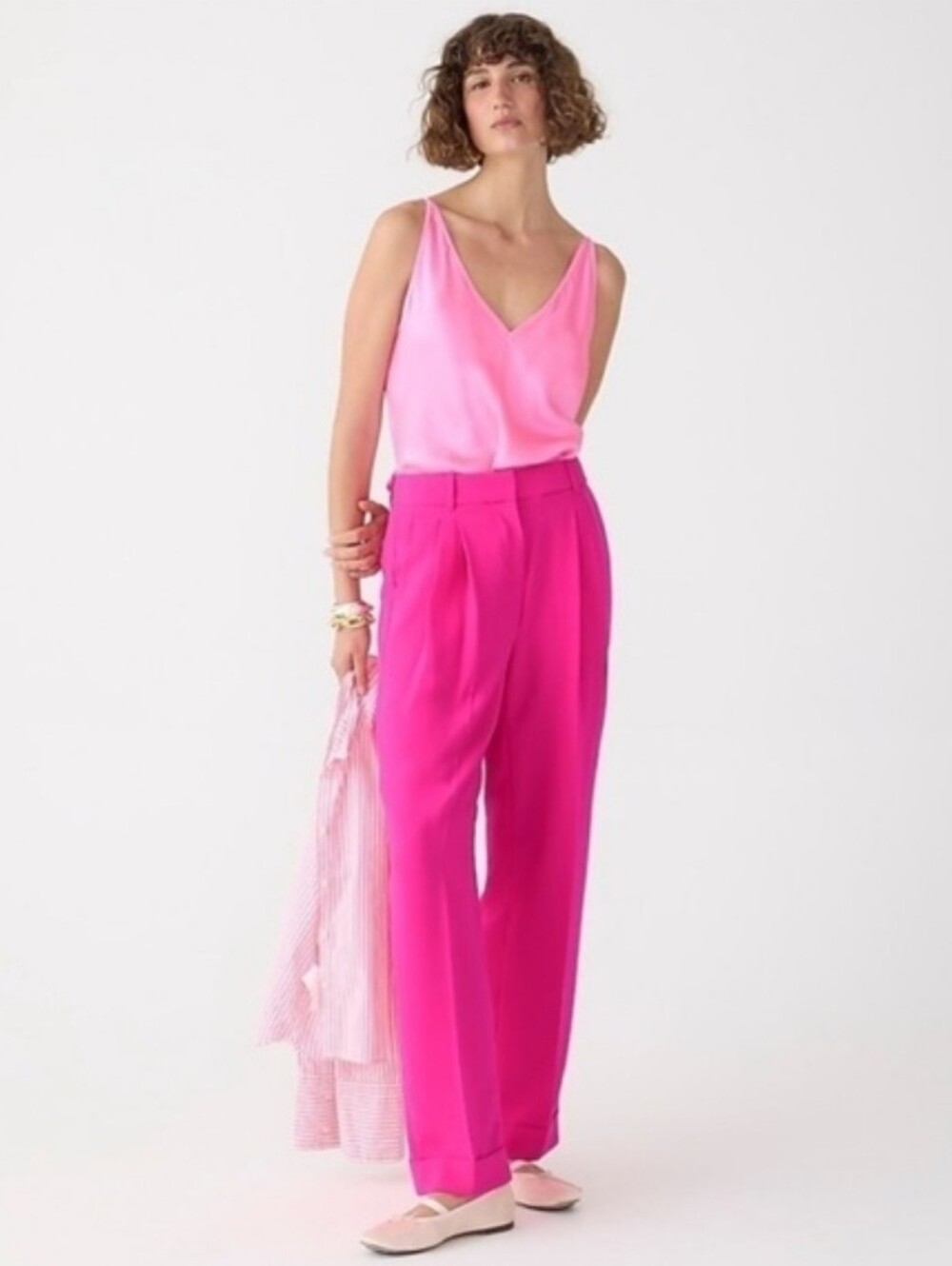 J Crew Wide Leg Essential Pant in City Crepe BS581 Neon Hot Pink Trouser Sz 2